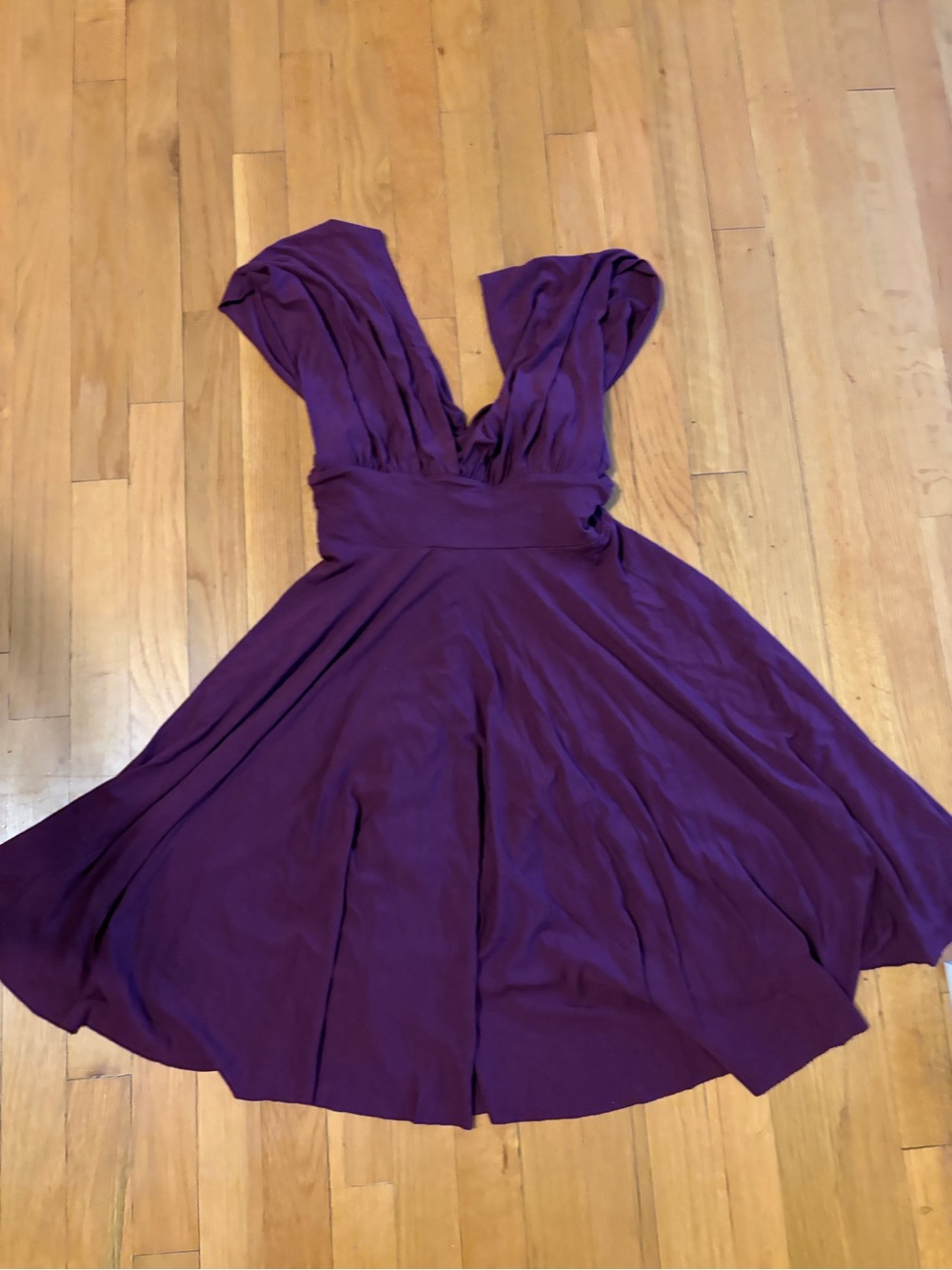 White House Black Market Plum V-Neck Fit & Flare Dress